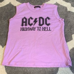 🔴 AC/DC Cropped Tank Band Tee Highway To Hell